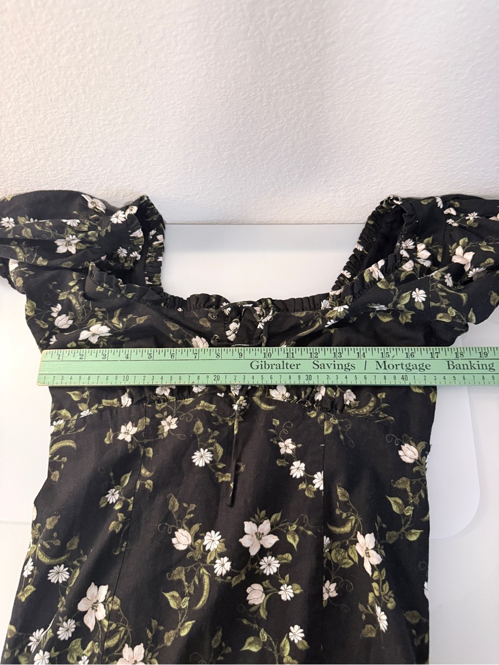 Maeve Black Floral Puff-Sleeve Midi Dress with White & Green Print - Picture 7 of 9